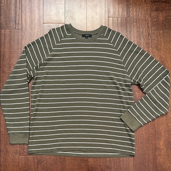 Vince Men’s Green and White Long Sleeve Tee, Size - Picture 2 of 12